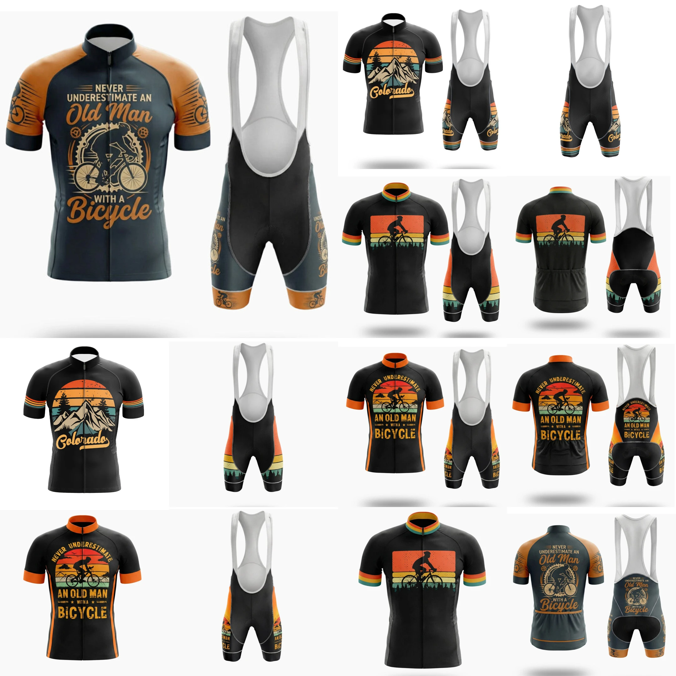 Conjunto de camisa de ciclismo retrô Colorado para homens, manga curta, shorts com suspensório, roupas para bicicleta, camisa para bicicleta mtb, uniforme, novo, 2023