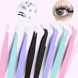 1/2pcs Tweezers Stainless Steel Straight &Curved Anti-static Curved Strip Lashes Extension Tweezer Eyelash Makeup Nail Art Tools