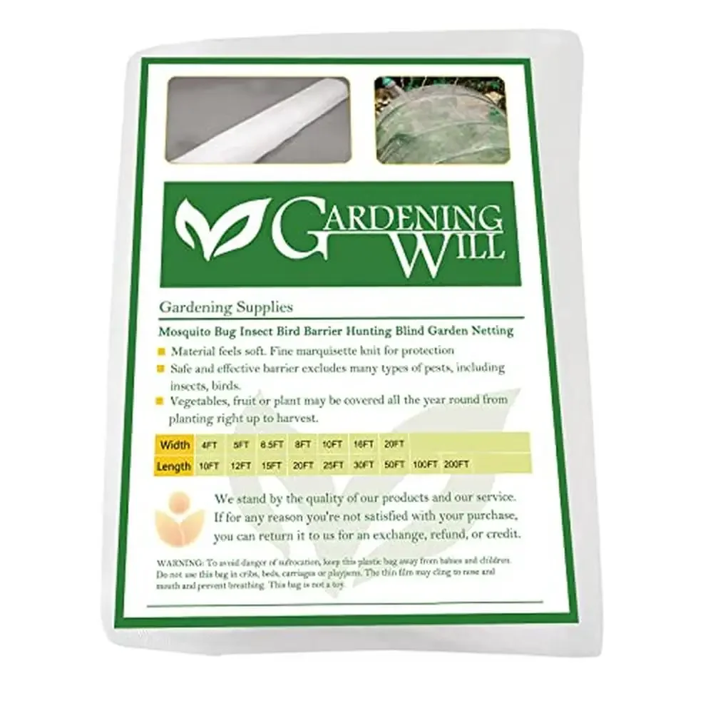 

10Ft x 100Ft Fine Mesh Net Barrier Garden Yard and Farm Protection UV-Resistant Insect Bird Netting Ventilated and Durable Easy