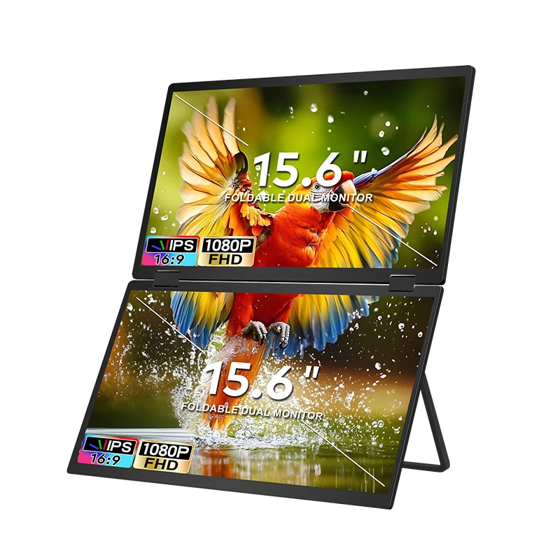 Play Gaming Portable Monitor 15.6'' Stacked Folding Dual Portable Monitor for Laptop/PC/Phone/Switch/Xbox One/PS4 5(No Driver)