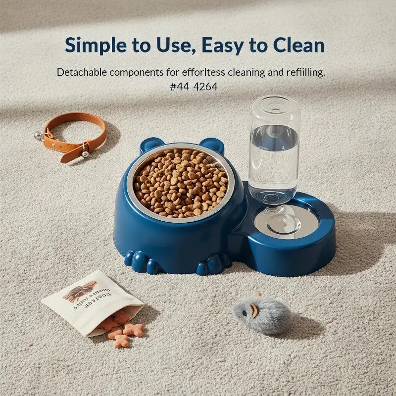 2 in 1 Elevated Tilted Pet Bowl With Automatic Water Feeder Cat Dog Food Water Bowl For Small Medium Pets Feeding At Home