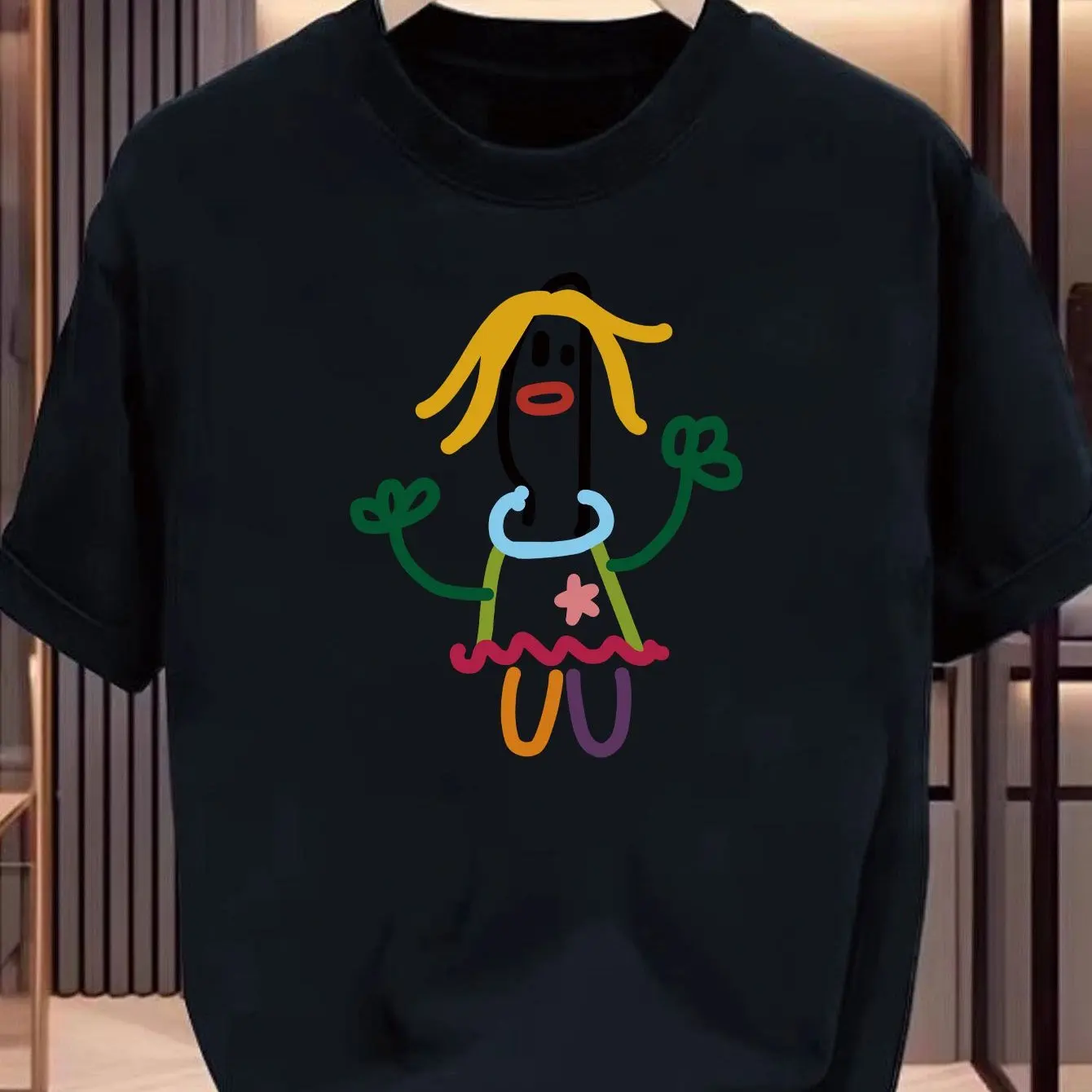 Men Short-Sleeve T-Shirt with A Colorful Print Hip-Hop Design Made of Pure Cotton for Both Genders Men Clothing