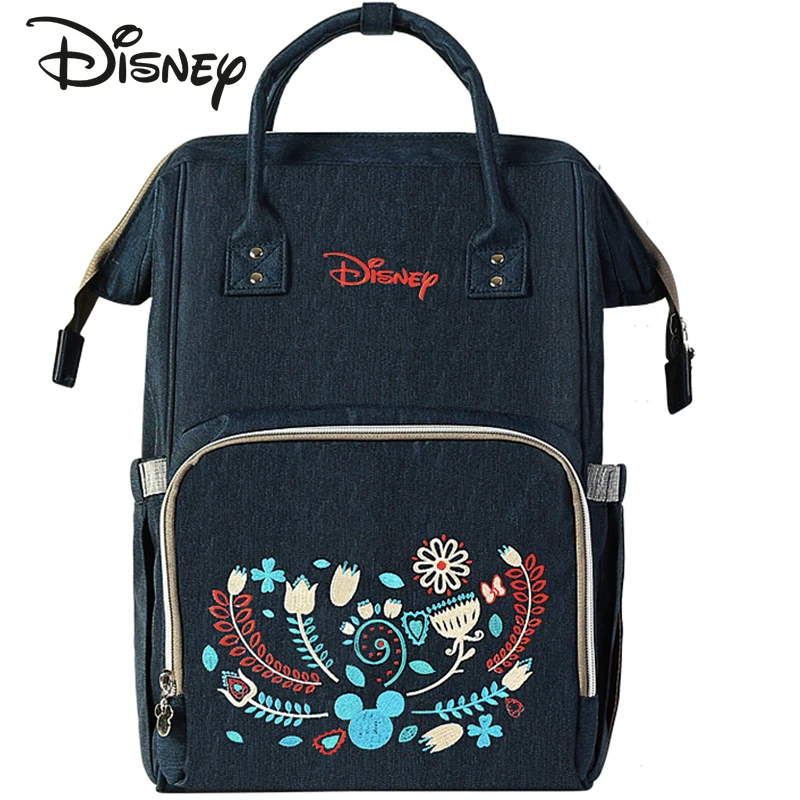 Disney-mochila de Mickey para pañales, bolso de bebé Original de marca de lujo con dibujos animados, mochila multifunción USB