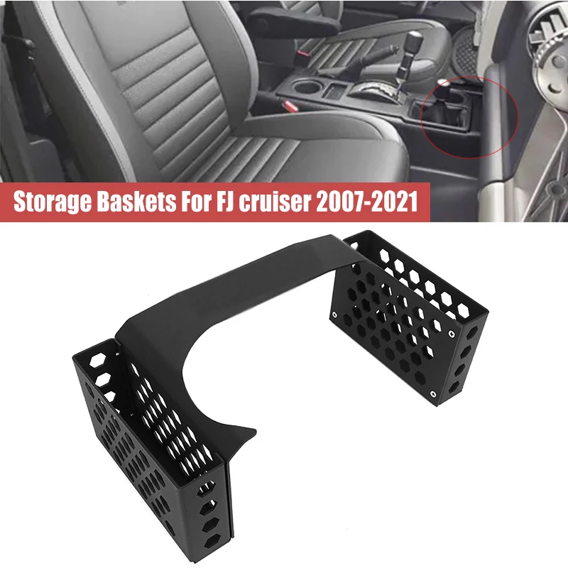 Car Central Storage Box For FJ Cruiser 2007 - 2021 2020 2019 2018 2017 Gear Storage Basket Trim Black Aluminum Alloy LHD