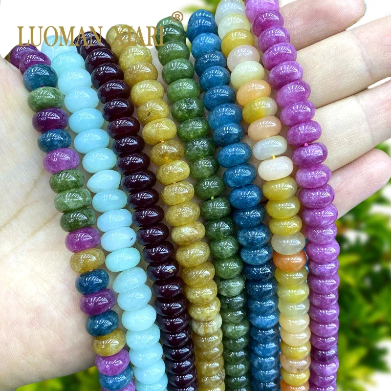 6x10MM Abacus Natural Stone Tourmaline Lapis Color Chalcedony Loose Spacer Beads for Jewelry Making DIY Bracelet Accessories