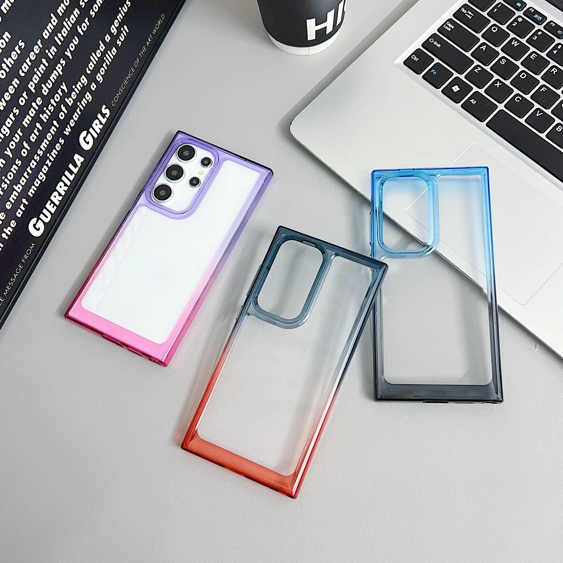 삼성 S24 + S22 플러스 S23Ultra S24U 용 공간 아크릴 폰 케이스, 낙하 방지 풀 커버, 스키니 쉘 바디 보호