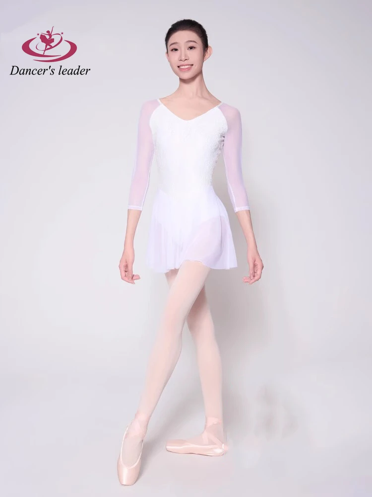 Ballet Leotard for Women Practice Clothes Plucked Mesh Splicing Gymnastics Tight Clothes Adult Yoga Clothing