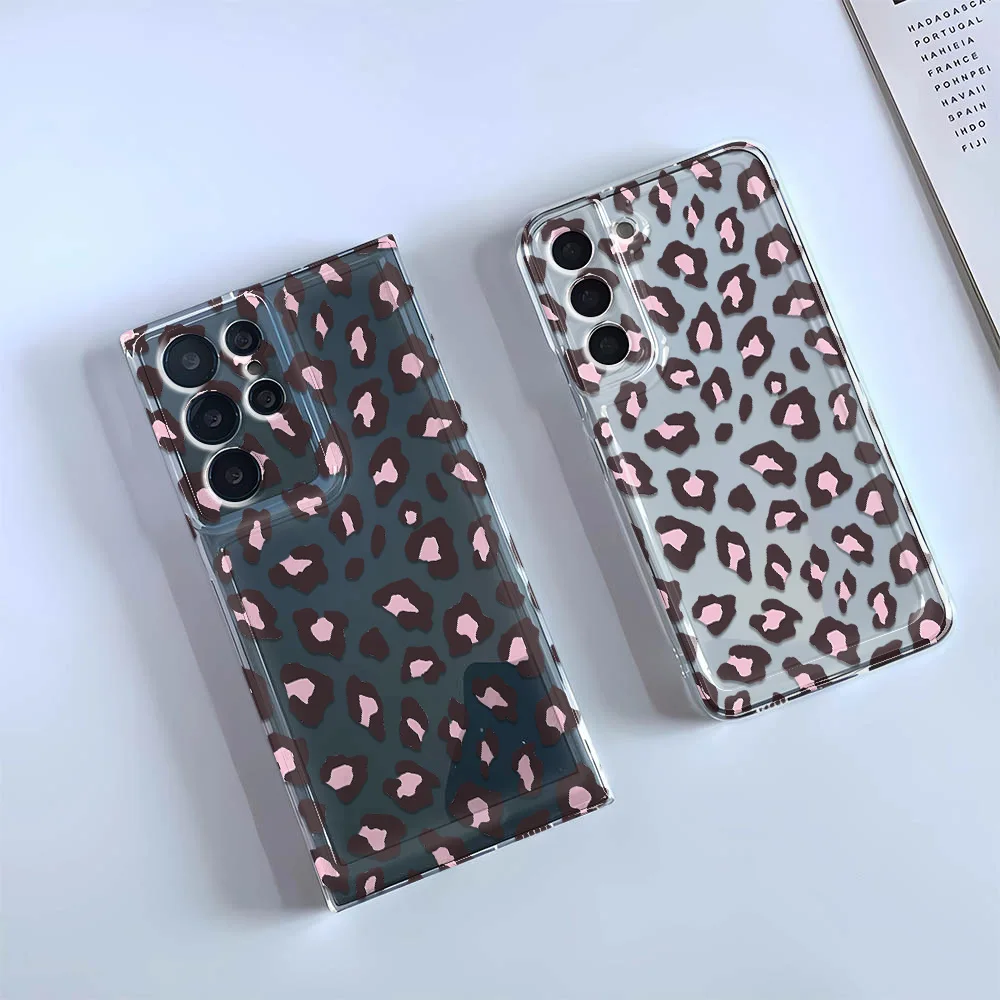 Pink Leopard Print Phone Case For Samsung S23 Fe S20 Plus Note10 Plus S22 Ultra A14 M53 M23 Case Cover Funda Bumber