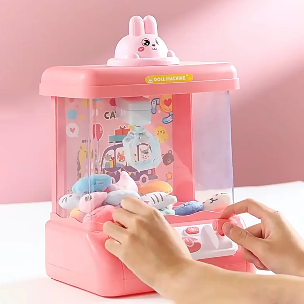 

Automatic Dolls Clip Machine USB Charging Mini Vending Machines with Music & Light Strong Grip Kids Birthday Gifts