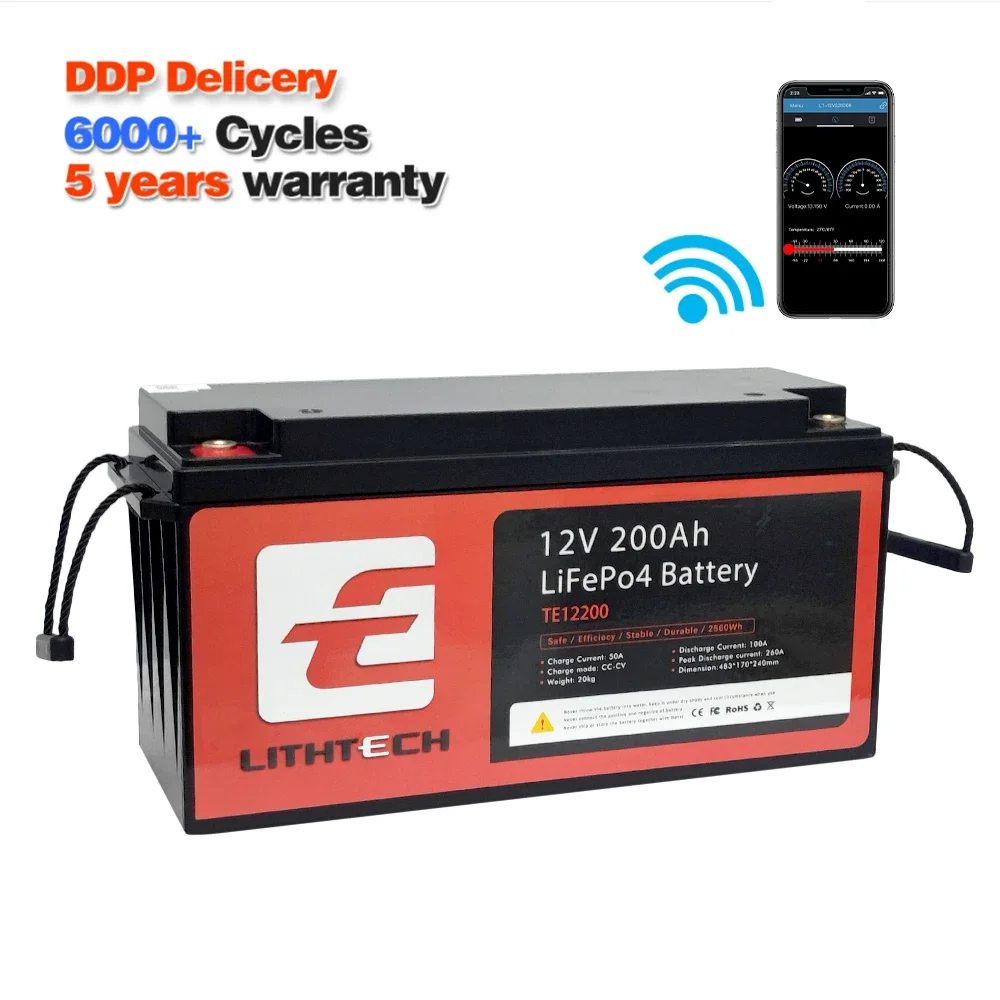 8000 cycles 12V 24V 48V 60V lifepo4 battery pack 12V 24V 100Ah 200Ah BMS with heating and Bluetooth