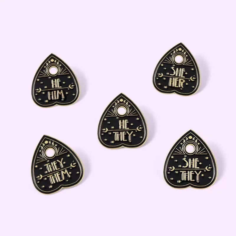 Custom She Her He Him They Them Enamel Pins Third Person Pronouns Brooches Metal Badges Lapel Jewelry Gifts For Friend Wholesale