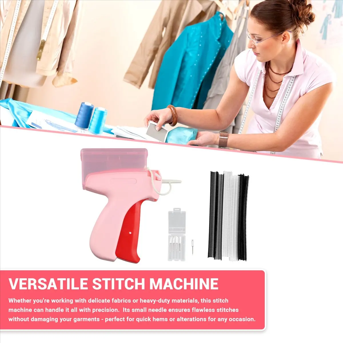 

Пистолет для быстрого ремонта одежды, мини-пистолет для пришивания креплений, мини-пистолет для шитья, мини-пистолет для пришивания патчей на одежду