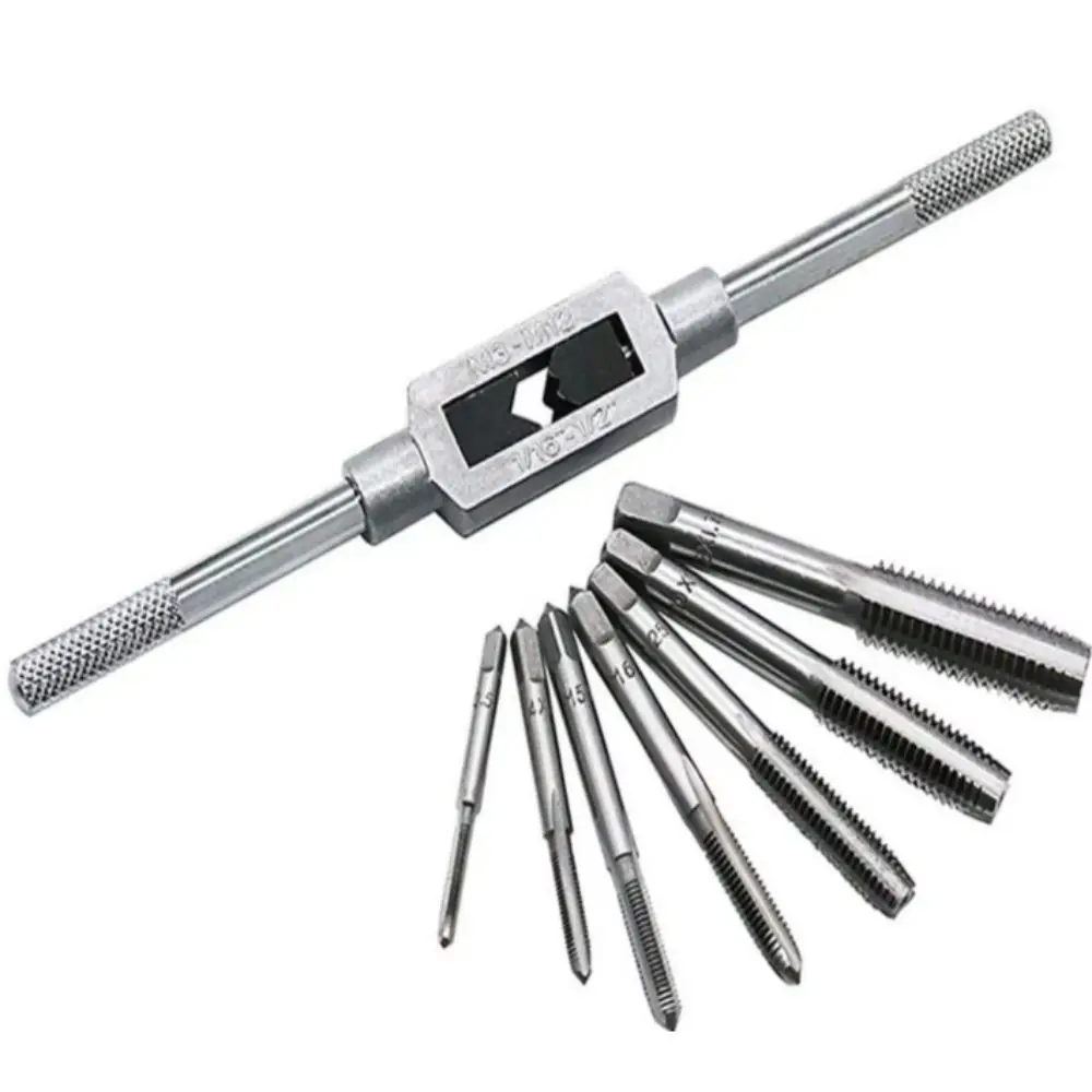 High Speed Steel Ratchet Tap Wrench M3-M12 Metric Thread Adjustable Screw Taps Adjustable T-Handle Wrench Machine Hand Tool
