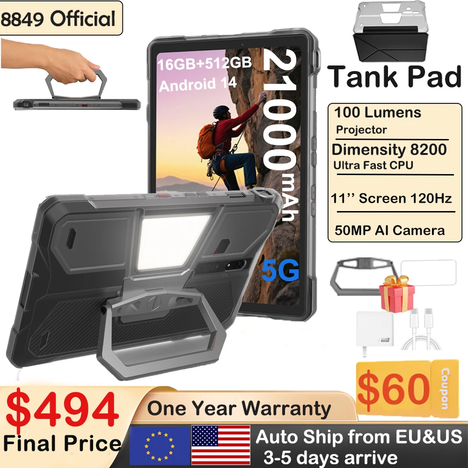 8849 TANK PAD Unihertz Rugged Projector Tablet Smartphone 10.95