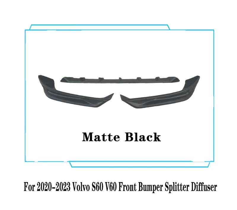 Voor 2020--2023 Volvo S60 V60 Voorbumper Splitter Diffuser Spoiler R ONTWERP Auto Achterhoede Cover ABS Plastic body Kit Meubi
