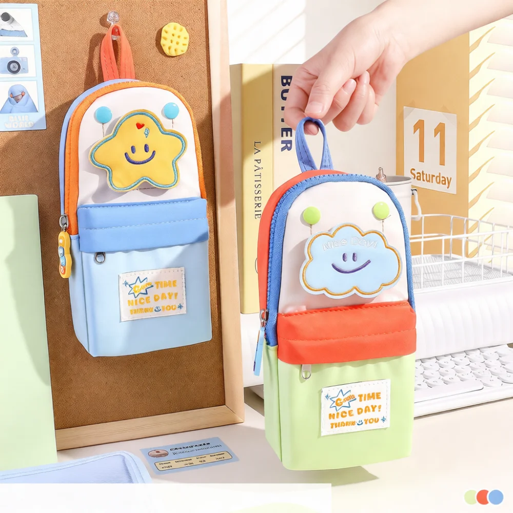 Soft Cloud Pencil Case Large Capacity Stationery Holder Aesthetic School Supplies Cosmetic Bag Durable Zipper Organizer