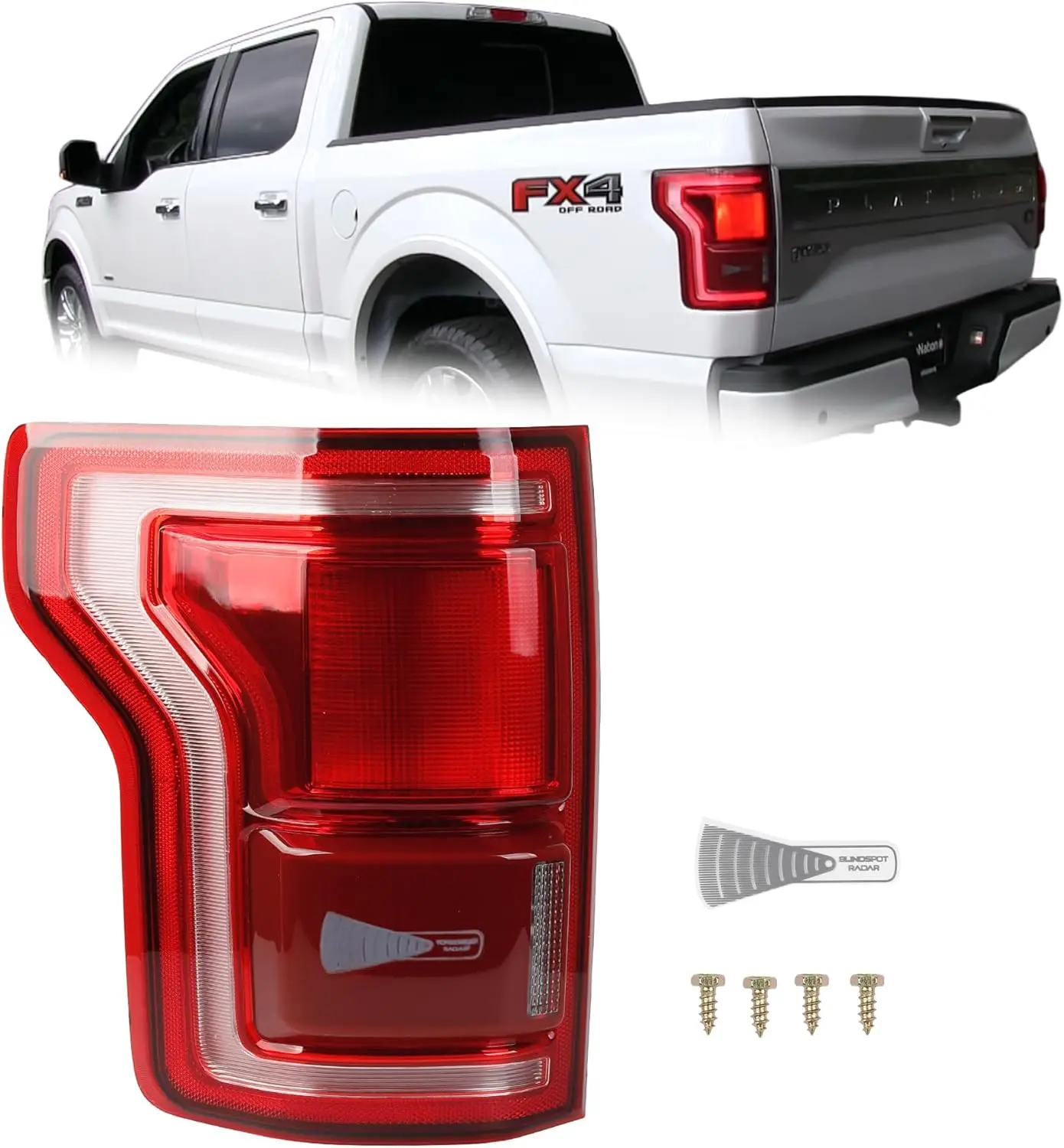 Rakitan lampu belakang sisi kiri untuk 2015-2017 Ford F-150 W/titik buta (modul tidak termasuk) FL3Z-13405-D FL3Z-13405-F FL3Z-