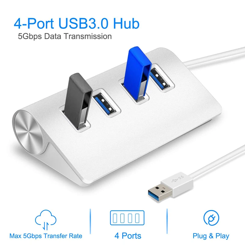 Hub Usb 3.0 in alluminio 4 porte adattatore Multi Splitter ad alta velocità Expander Computer portatile Pc Office Hub fino a 5Gbps accessori