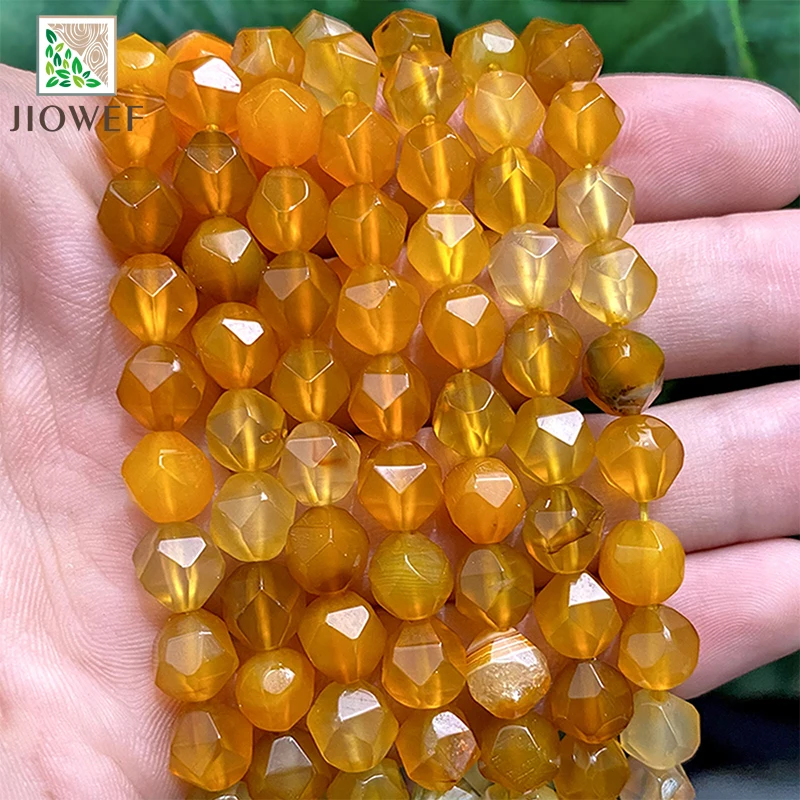 

14" Strand 8mm Natural Faceted Orange Agates Spacer Beads for Making Jewelry Handmade DIY Fashion Bracelets Necklace Accessories