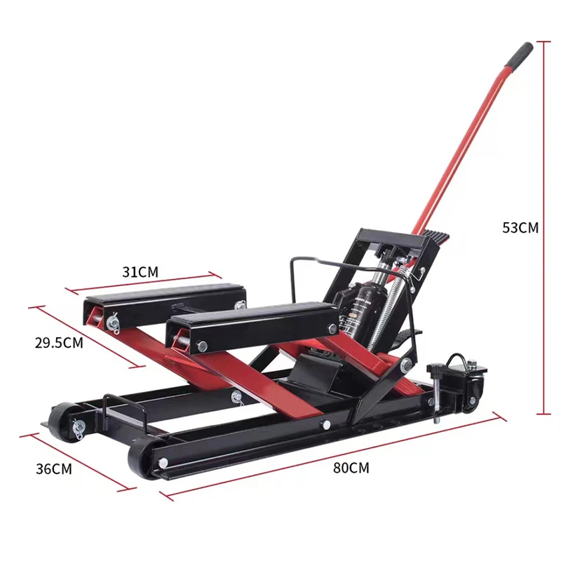 Hydraulic Motorcycle Scissor Jack 680KG Load Capacity Adjustable Portable Hoist Stand Lift Tool Non-Slip Rubber