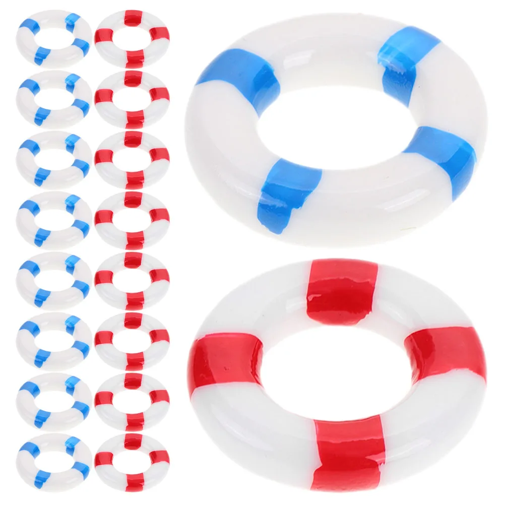 

24pcs Resin Swimming Lifebuoy Crafts Cute Miniature Nautical Life Ring Decorative Landscape Ornament Sculpture