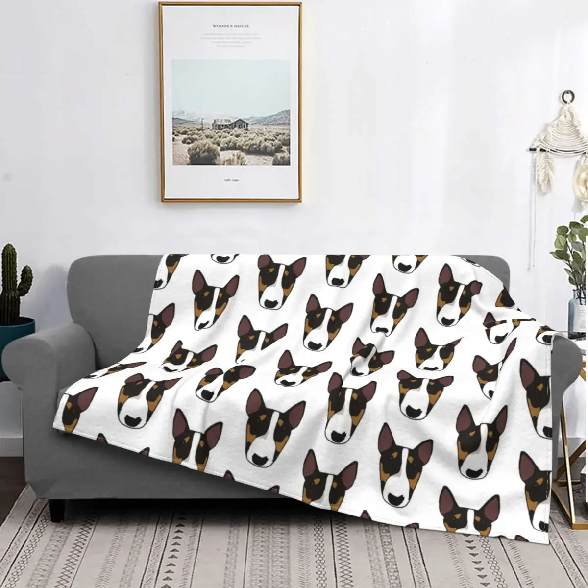 Floyd Bull Terrier Dog Blanket Flannel Printed Multifunction Lightweight Throw Blanket for Bedding Outdoor Plush Thin Quilt