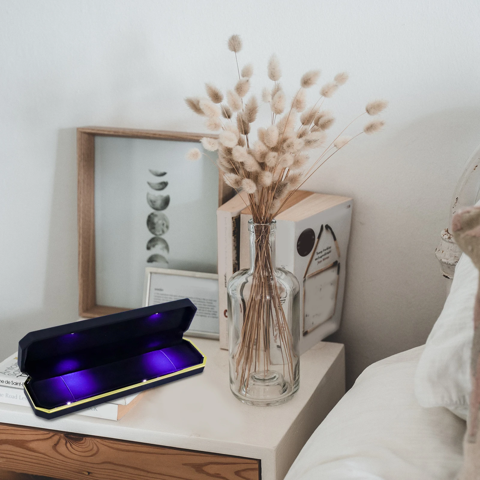 

LED Jewelry Box Gift Case Long Necklace Lighting Lighted Container Premium Material Durable Smooth Rounded Compact Lightweight