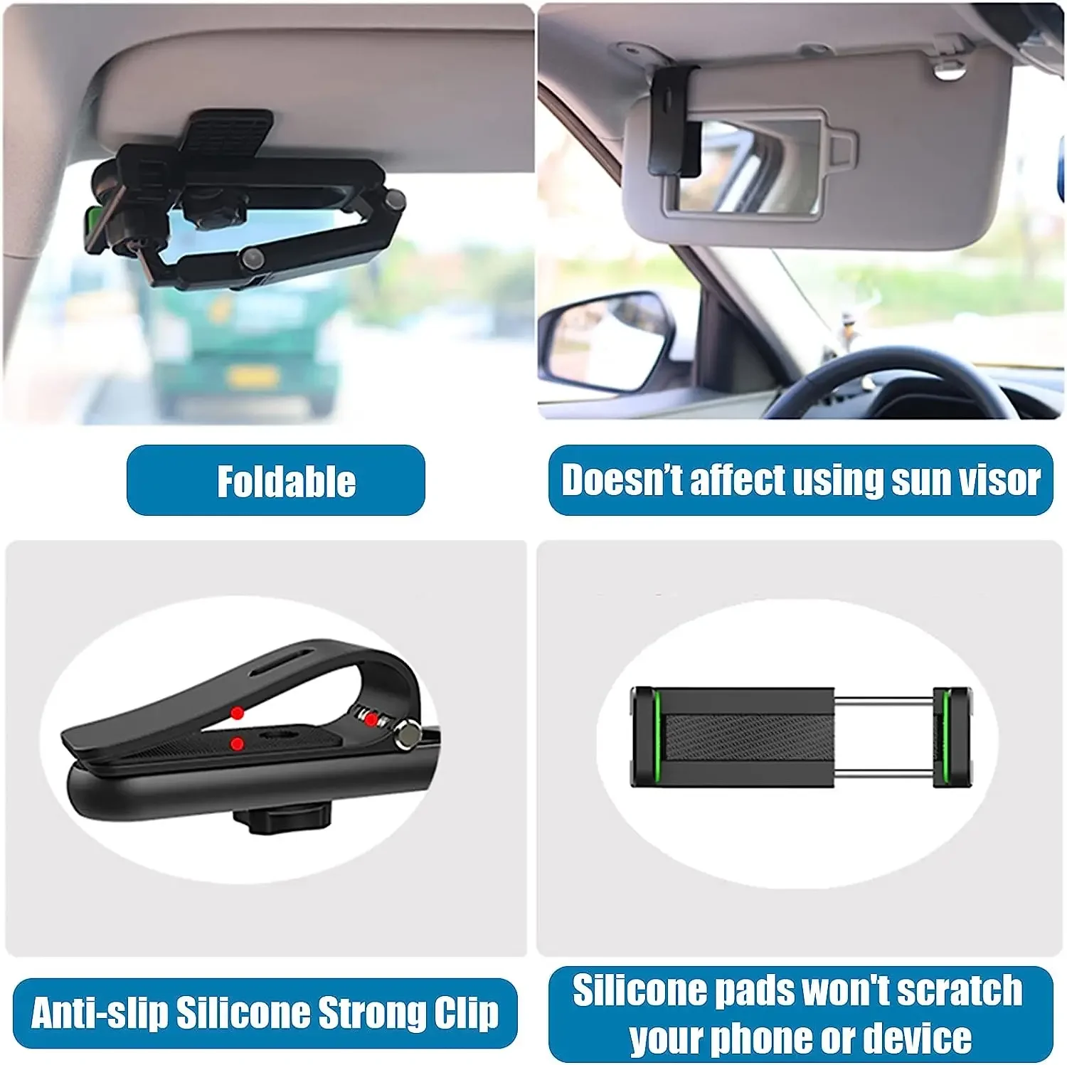Sun Visor Phone Holder for Car Multifunctional 360° Rotating Sun Visor Cell Phone Holder with IPhone/Samsung/Android image 5