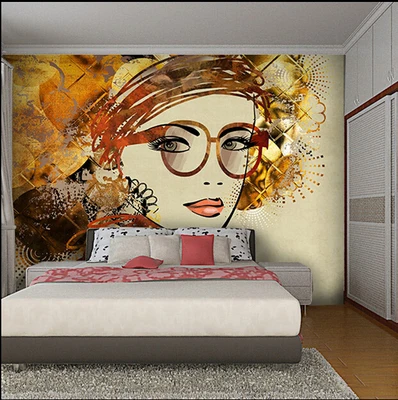 custom 3D barbershop hair salon wallpaper beauty parlor personalized hand-painted oil painting sketch mural feature wall bedroom