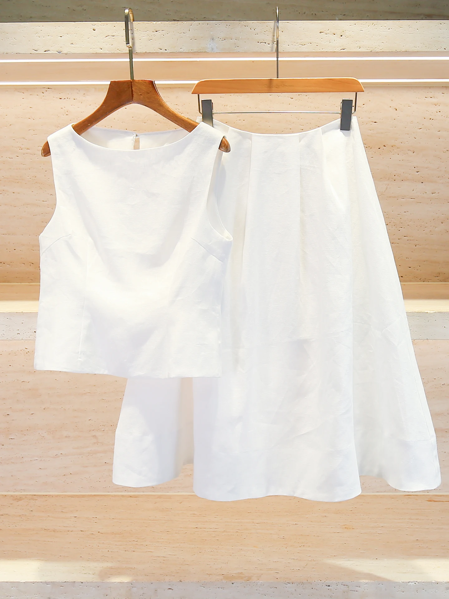 Lässiges Weste-Top- und Rock-Set für Damen, Faion, Frühling, Sommer, Polyesterfaser, Reißverschluss, rund, zweiteiliges Set für Kinder im Alter von 25–35 Jahren