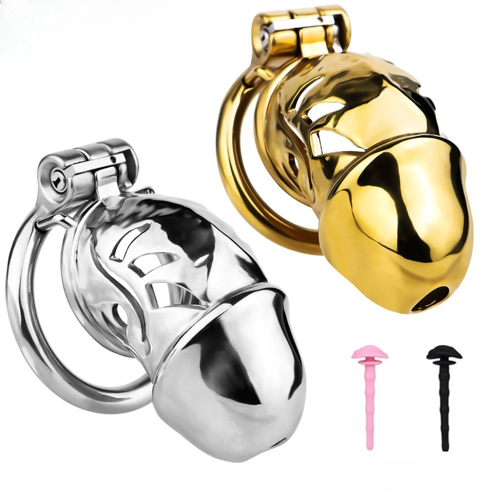 Stainless Steel Male Chastity Cage Lock with Chastity Belt Urethral Restraint Penis Lock Bondage Erotic Adult Sex Toys Cock Cage