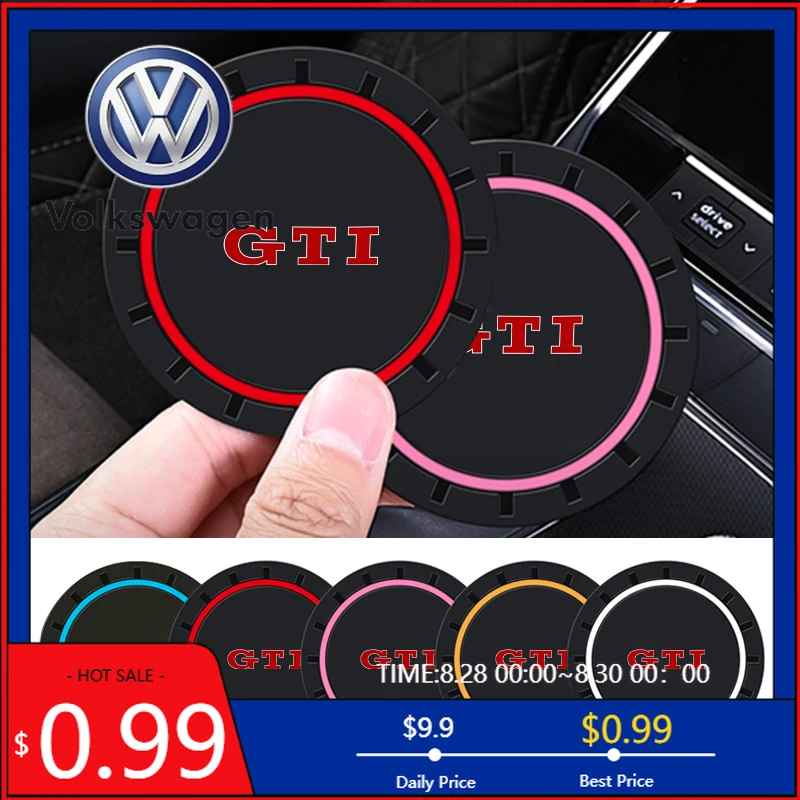 

Набор из 2 подставок для автомобильных подстаканников VW 2026: нескользящие, водонепроницаемые коврики для Volkswagen VW GTI, Scirocco, Jetta, Beetle, Golf