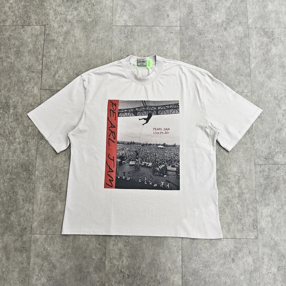 

Yao Fashion HipHop Streetwear Casual Punk Rock Band Tee Vintage Loose Oversize Cotton Men Tops High Quality T Shirt For Men