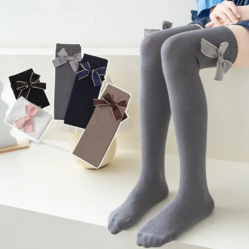 Baby Girl Stockings Long Socks for Autumn and Winter 48CM LONG Korean Version Girls Lolita Stockings Baby Bow Calf Socks 3-12y