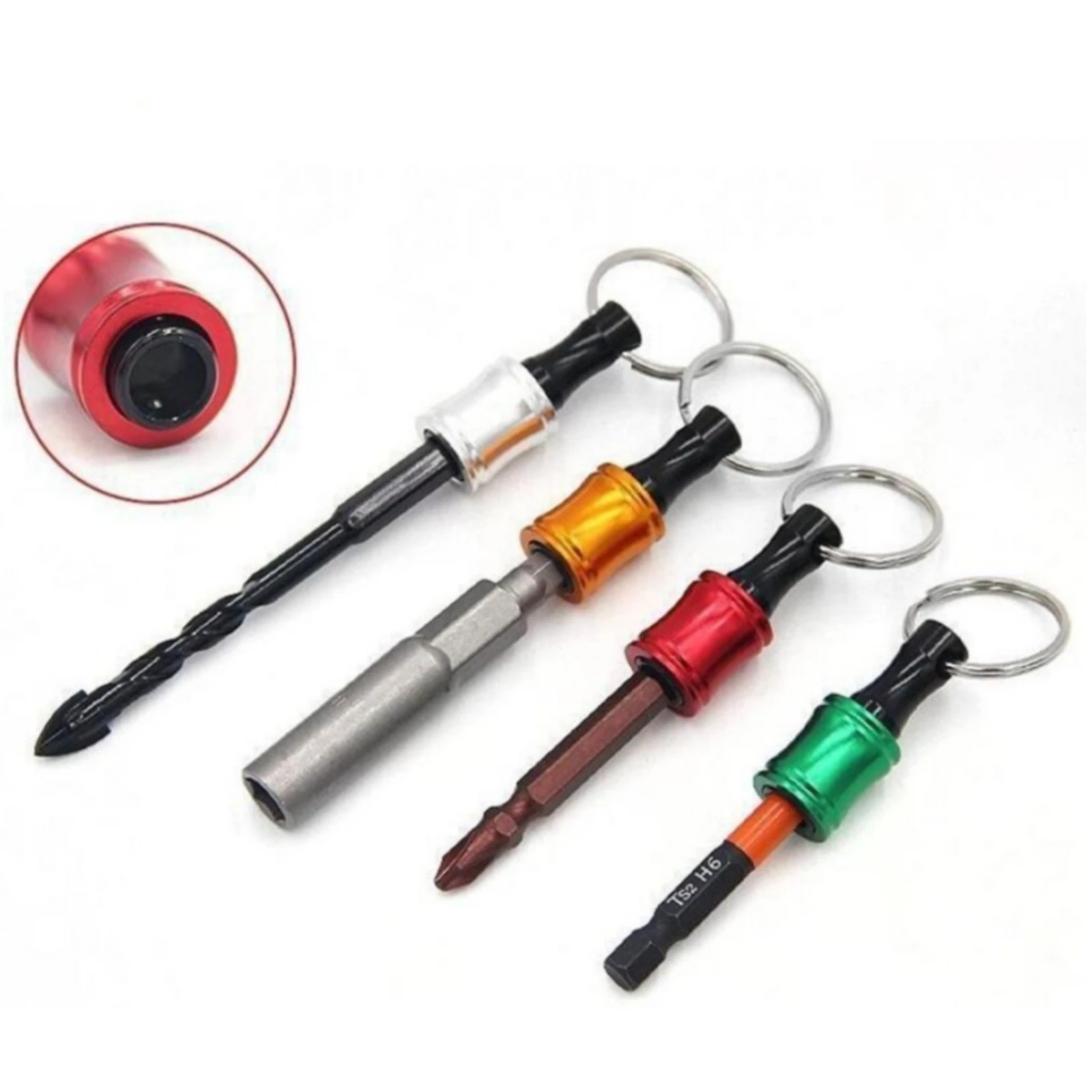 12 Pieces Carabiner Keychain with Split Rings Everyday Carry Hex Shank Organizer Carabiner Keychain Compact Key Loop Portable