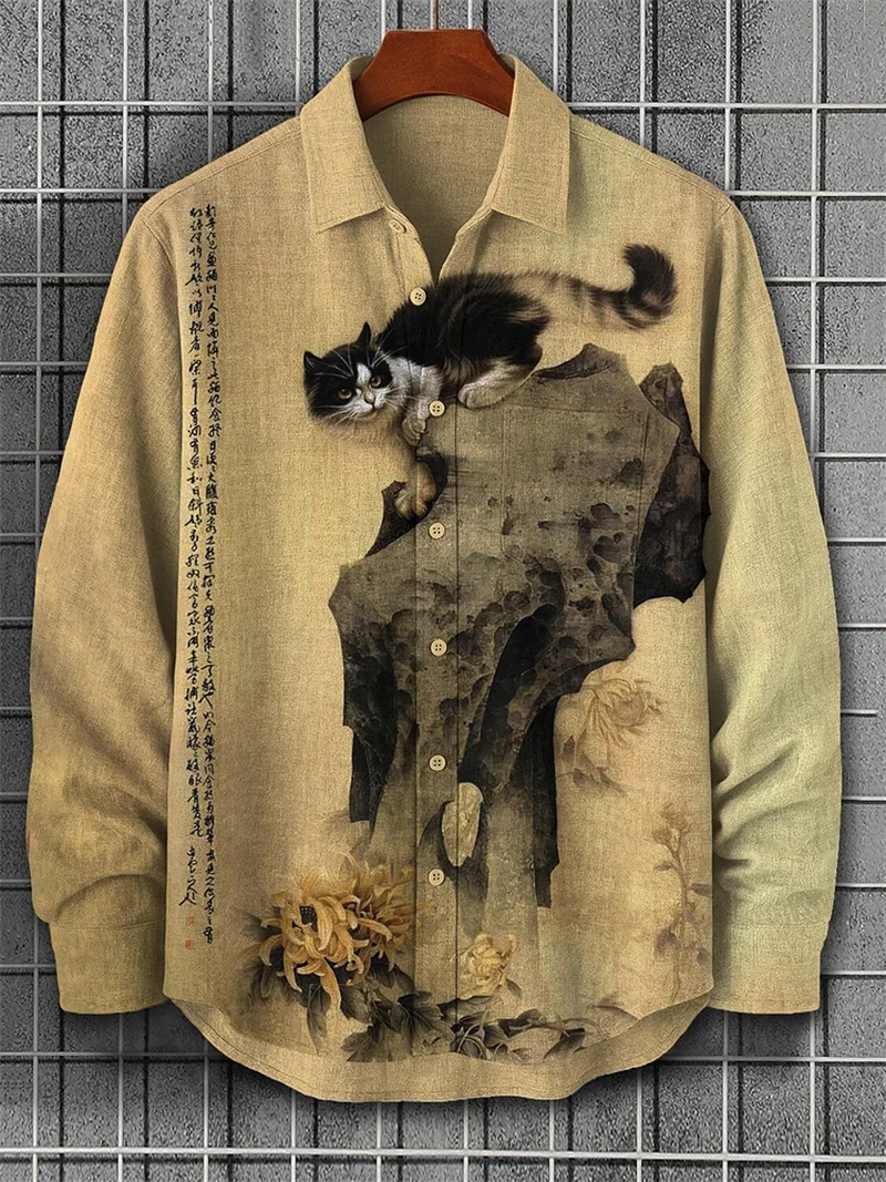 New Men's Long Sleeve Shirt Casual Custom Button Shirt Bohemian Style Shirt Men's Fashion Top Men's Shirt