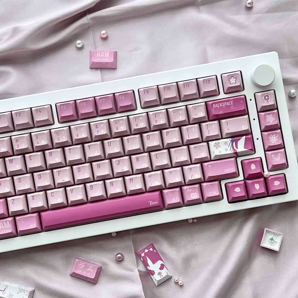 Teclado mecánico PBT, tapa de bola azul de sirvienta rosa, perfil KCA, 140 teclas, GH60, 61, 64, 68, 75, 84, 87, 96, 104, 108