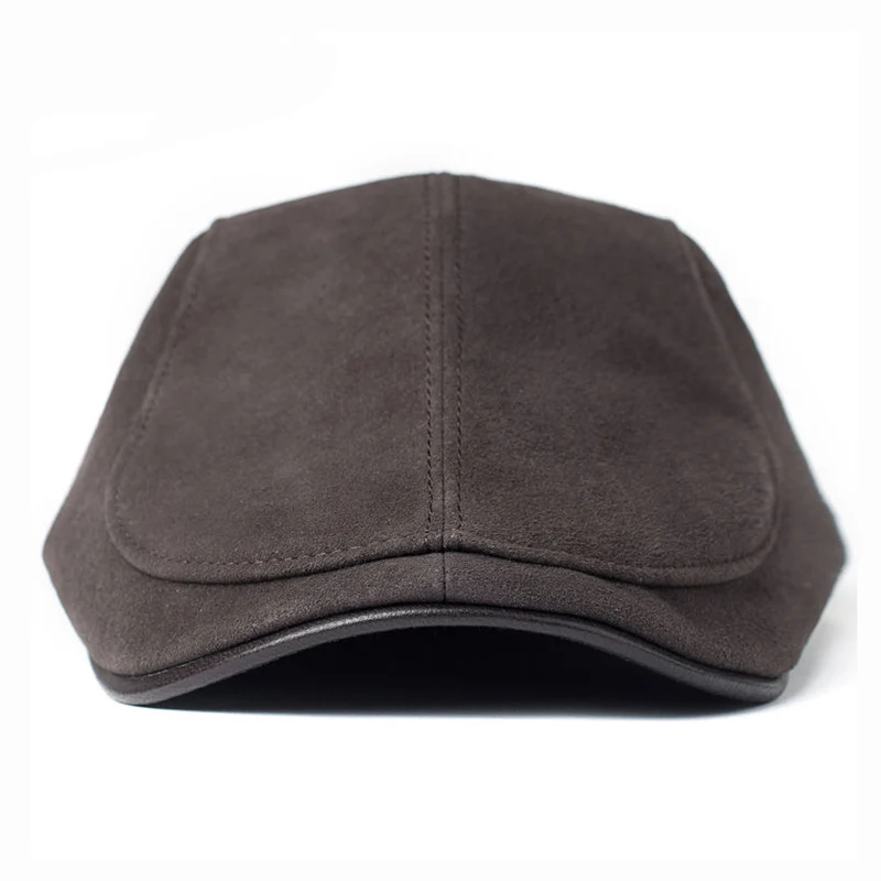 Print Genuine Leather Hat Cap Suede Sheepskin Beret Warm Winter Lining Cotton Men Boina Hunting Cap/Hat Flap Caps For Men