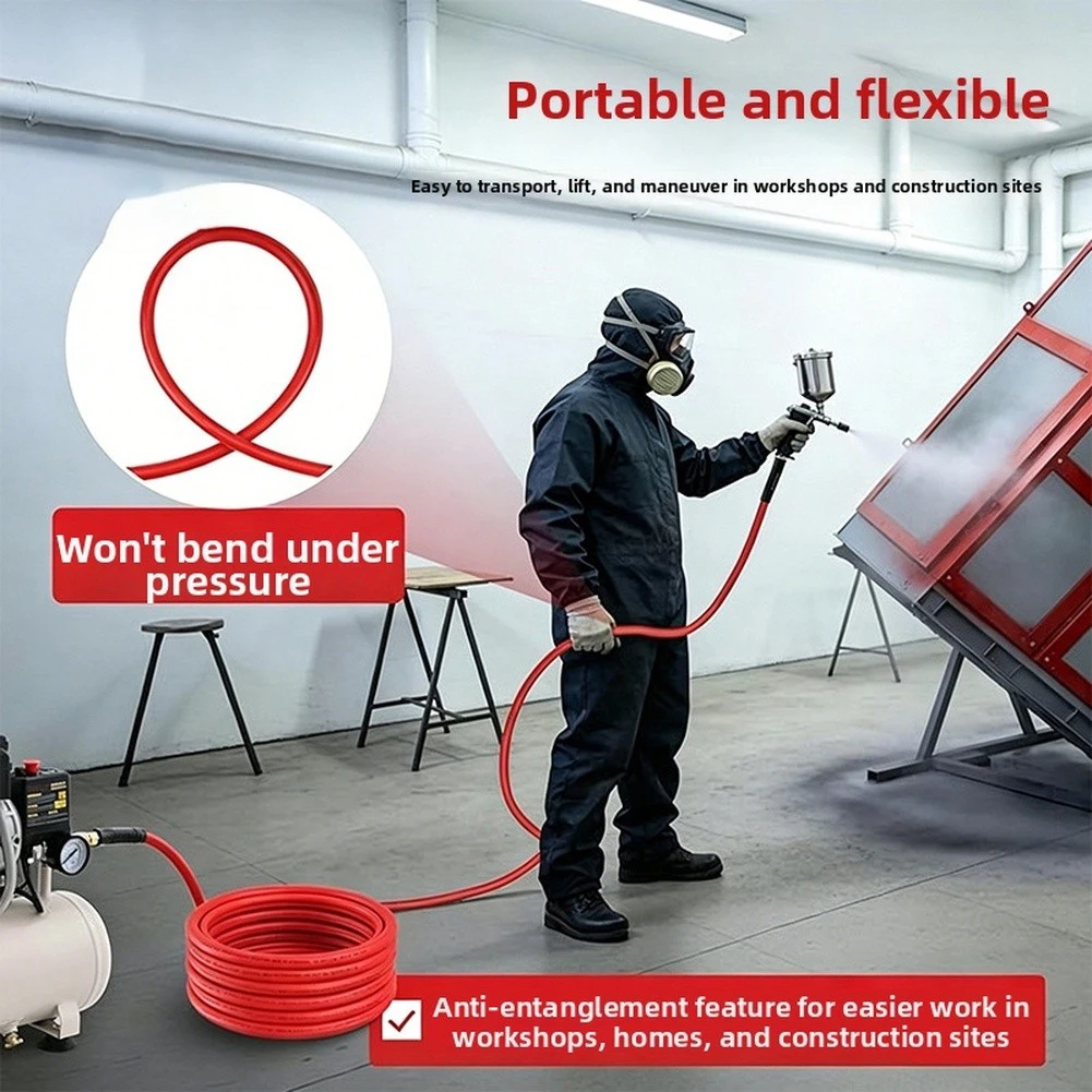 PVC High Pressure Air Hose 1/4 inch OD with Copper Fittings for Air Compressor Lines 7.5m or 15m Length Options