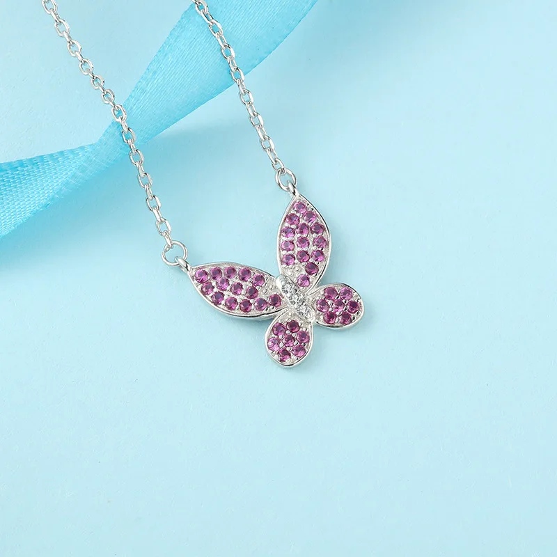 925 Sterling Silver Butterfly Sparkling Clavicle Chain Choker Necklace For Women Silver 925 Jewelry Gifts collares para mujer
