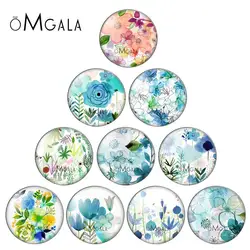 New Watercolor Flower Paintings 10pcs mixed 12mm/18mm/20mm/25mm Round photo glass cabochon demo flat back Making findings