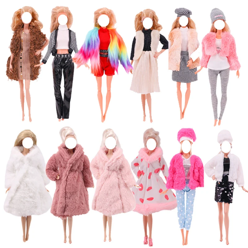 3 Sets/Lot Handmade Fashion Clothes for 11.5in/30cm Dolls Winter Coat Sweater Jacket Dress Clothing Doll Accessories Toys