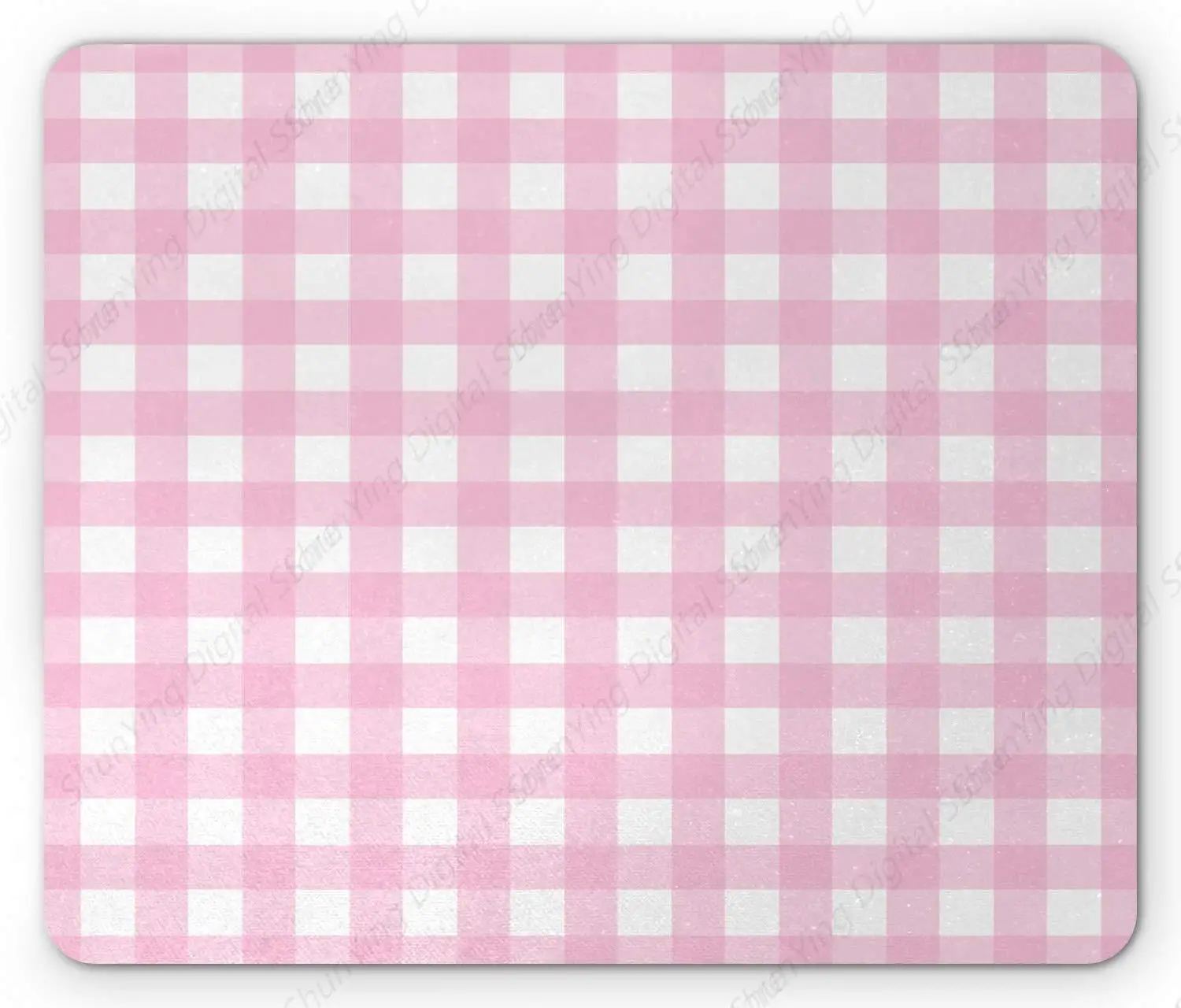 Pink Gingham Mouse Pad Square Pattern Dining Table Design Inspiration, Anti Slip Rubber Computer Mouse Pad 25*30cm