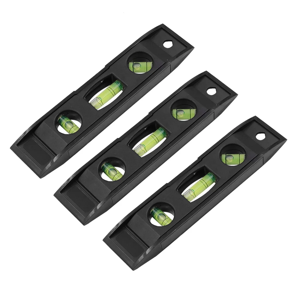 

3Pcs Magnetic Level 6Inch Black ABS Shell Transparent Acrylic Bubble MultiFunction Measuring Tool Spirit Level