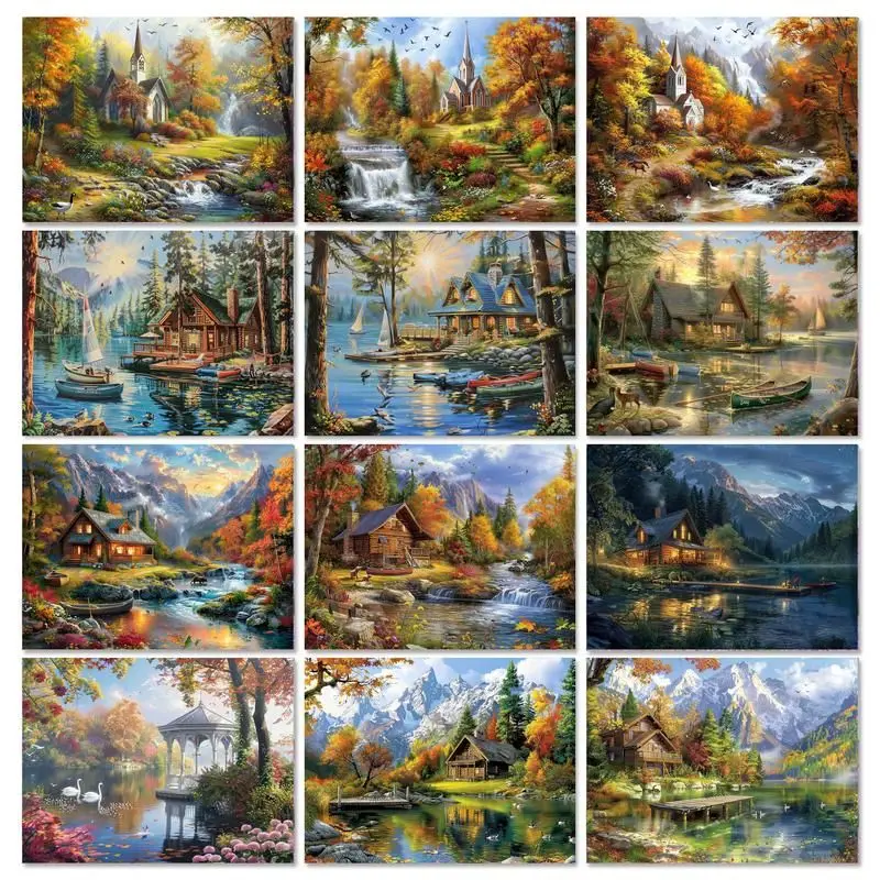 GATYZTORY Handpainted Painting By Number For Adults House Landscape Kits Acrylic Paints Drawing By Numbers Personalized Gift