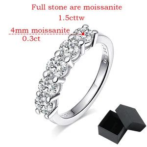 Smyoue ouro branco d cor 4mm anel de moissanite para mulheres 1.5ct pedra jogo diamante aliança de casamento noiva s925 prata esterlina gra 12 principais vendas branco diamante - №4