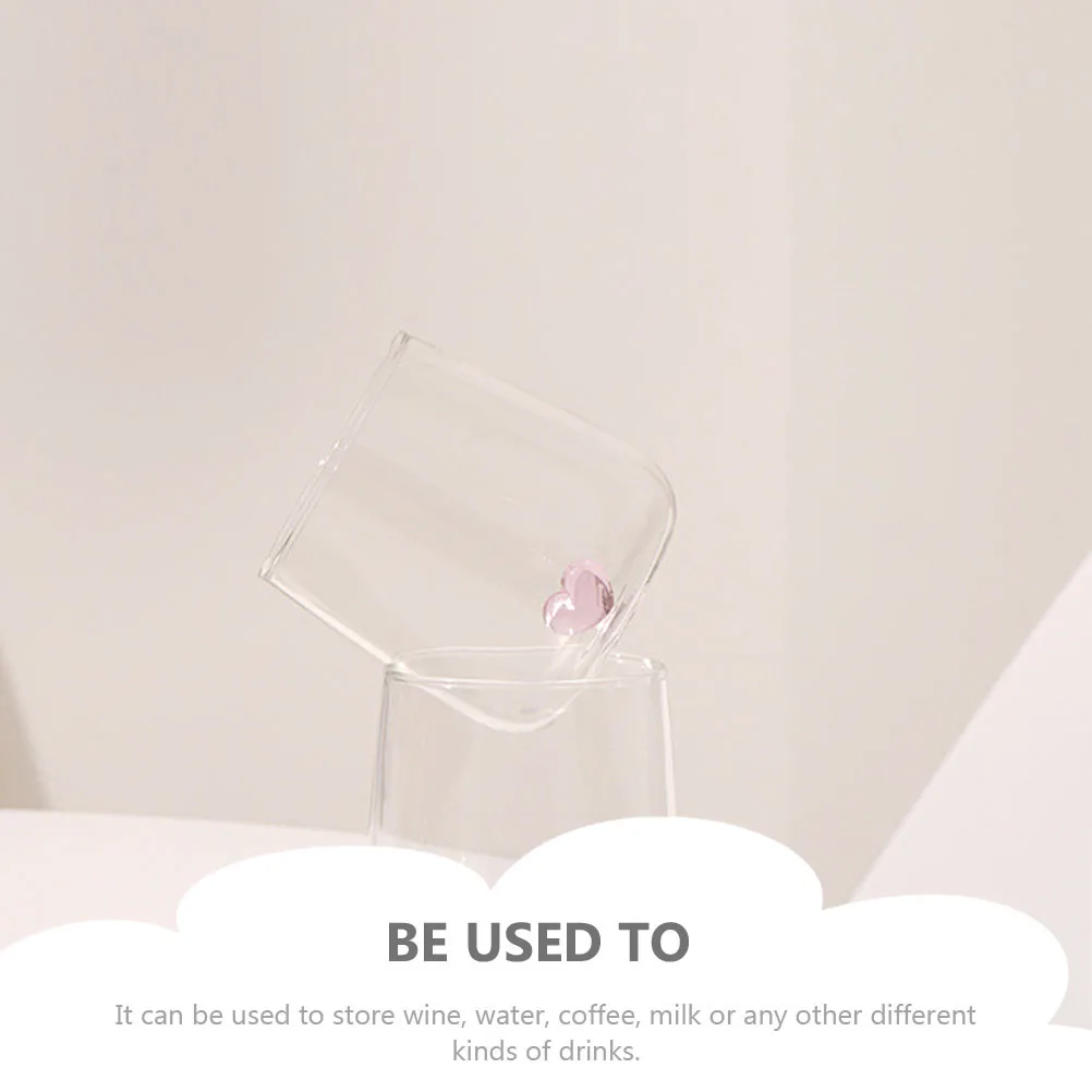 

Exquisite Heart Shaped Glass Cup Creative Milk Coffee Red Wine Mug for Home Hotel Banquet Decoration Gift Heart Decor Glass Cup