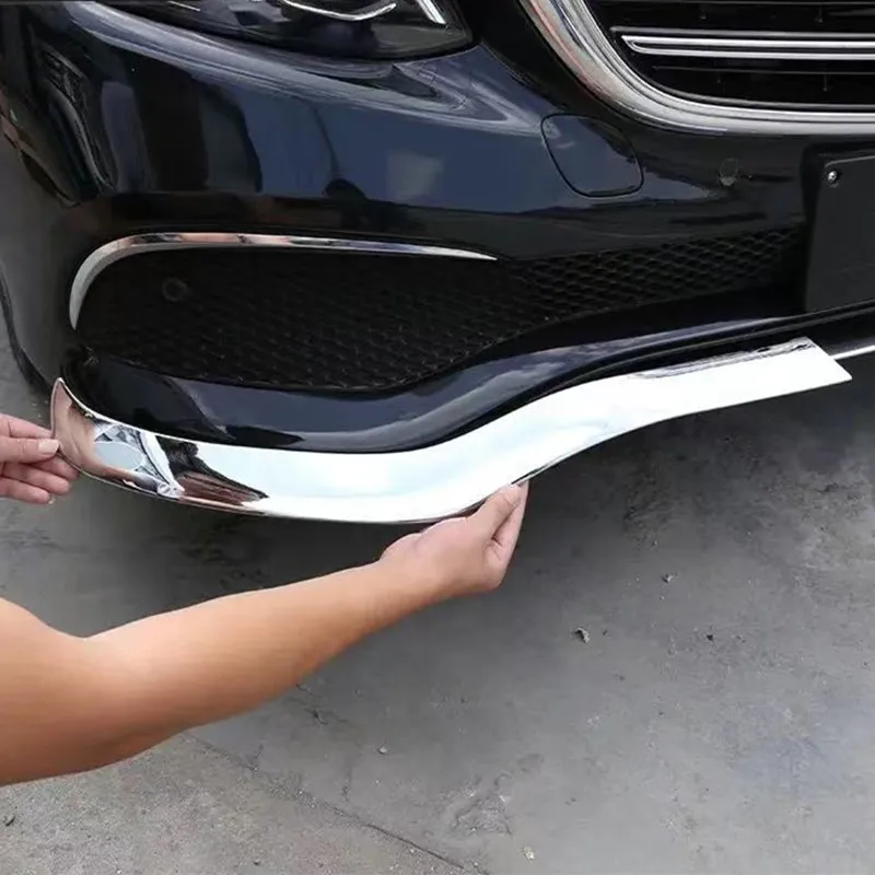 3 Piece Chrome ABS Car Front Bumper Plate Protective Cove Trim For Mercedes Benz E Class W213 2016-2019 Exterior Accessories