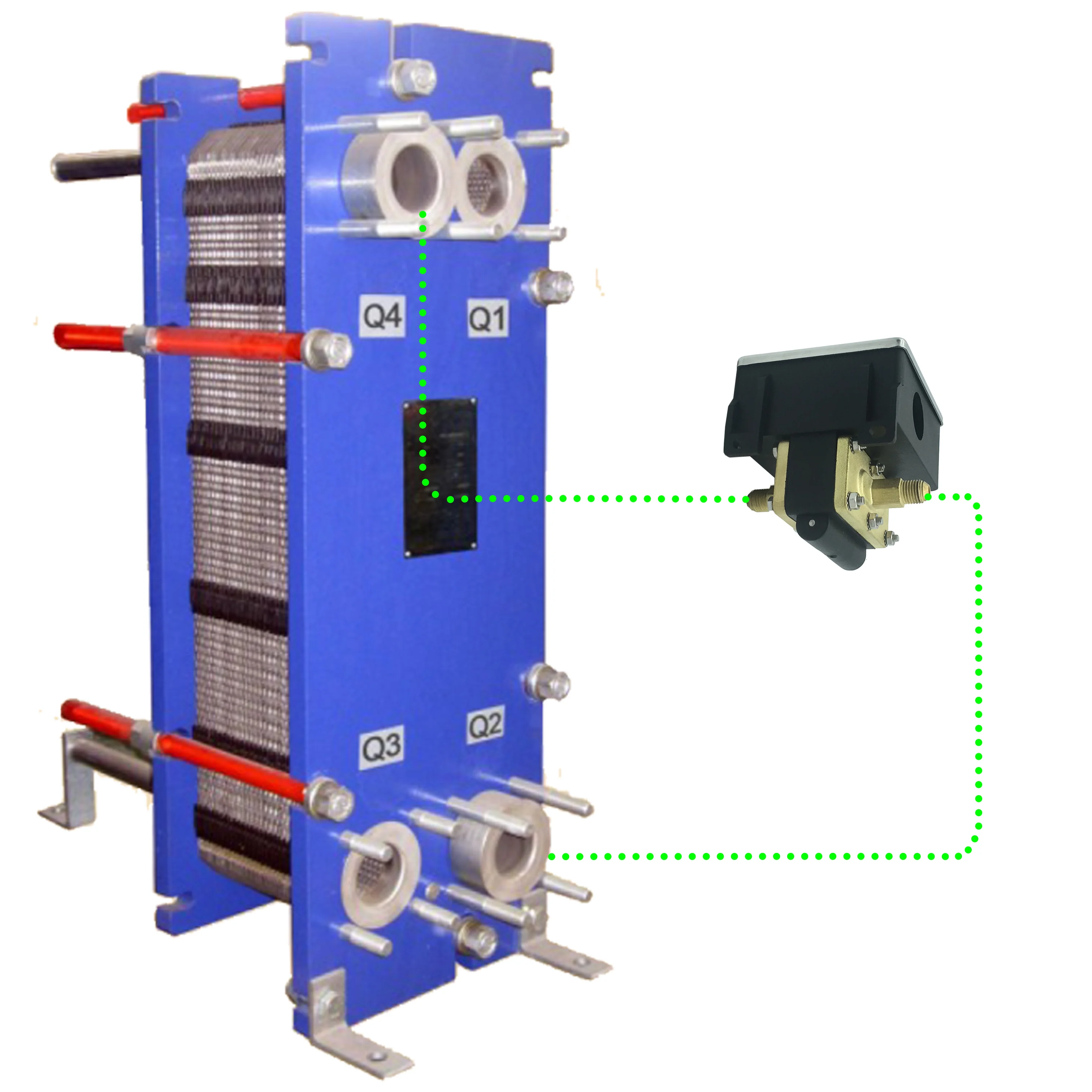 

10m high water drop switches with 6kPa fixed hystersis match 1bar design pressure drop of most plate heat exchangers water side