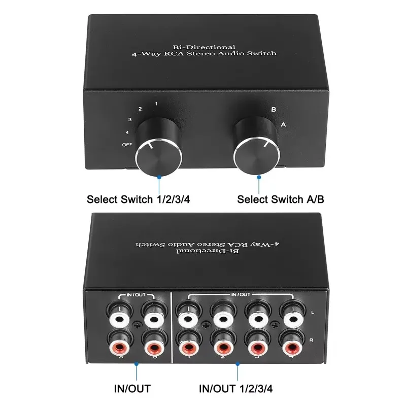 

GV-AC004A 4-Port R/L Stereo Switcher Two-Way RCA Switching Splitter Sharing Active Speakers Switch AC004A Dropshipping